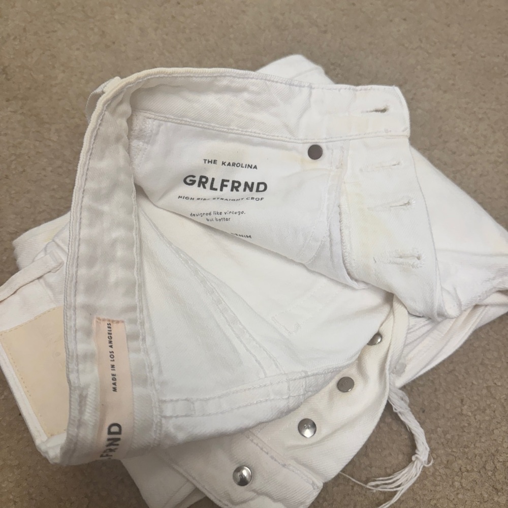 GRLFRND Classic White Denim Shorts